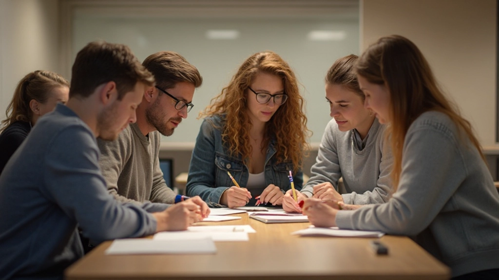Groep leerlingen in Nederlandse klasomgeving, ondersteunend Nederlands leren